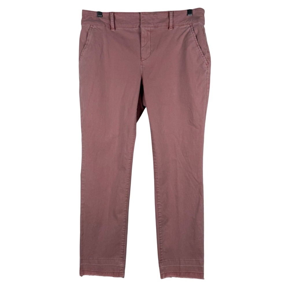 LOFT Chino Pants Womens 10 Pink Slim Leg‎ Raw Frayed Hem Cotton Stretch 493188